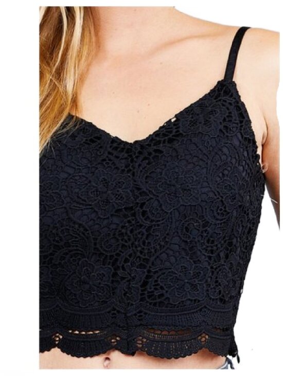 Active USA Tops - NWT-Women’s Crocheted Soft Lace Cami Top, Black